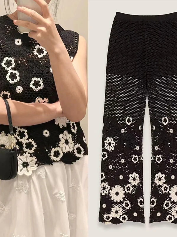 New 2025 Summer Fashion Daisy Lace round Neck Knitted Sleeveless Long Pants Set Women's Cotton Casual Comfortable Ensemble
New 2025 Summer Fashion Daisy Lace round Neck Knitted Sleeveless Long Pants Set Women's Cotton Casual Comfortable Ensemble