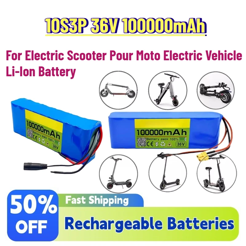 High-Capacity NEW 10S3P 36V 100000mAh 18650 Rechargeable Battery for Electric Scooter Pour Moto Electric Vehicle Li-Ion Battery
High-Capacity NEW 10S3P 36V 100000mAh 18650 Rechargeable Battery for Electric Scooter Pour Moto Electric Vehicle Li-Ion Battery