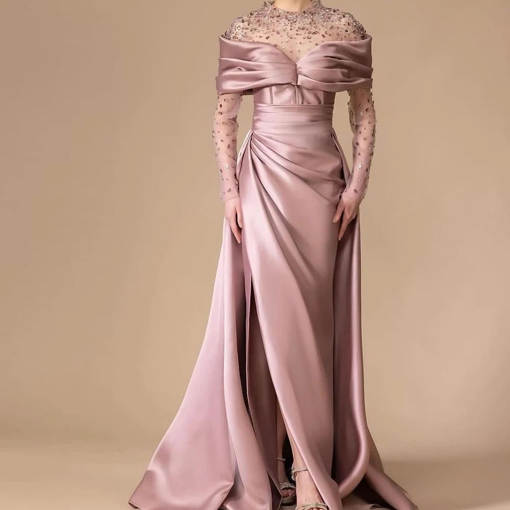 Customized Sexy Satin A-Line Crystal Evening Dress Temperament Floor Length Long Sleevesvestidos para mujer Custom Size
Customized Sexy Satin A-Line Crystal Evening Dress Temperament Floor Length Long Sleevesvestidos para mujer Custom Size