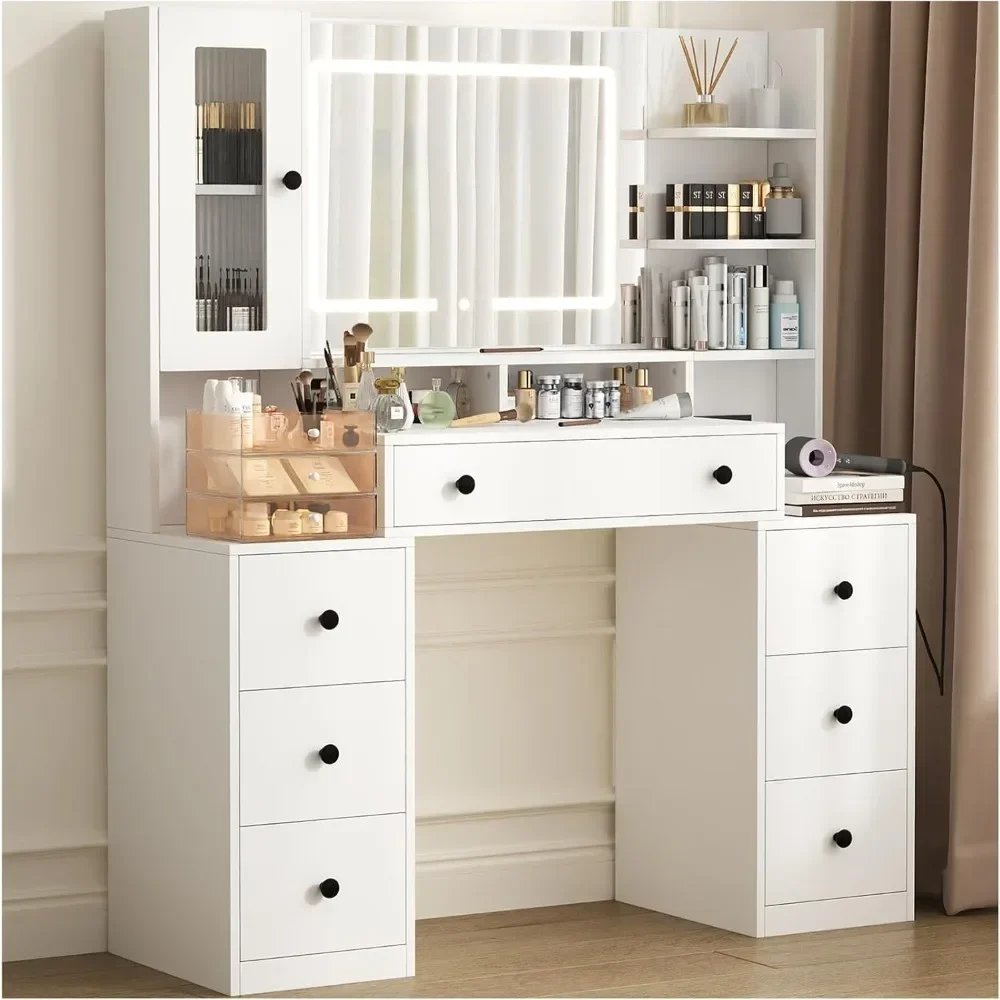 Vanitys,White Vanity with Mirror and Lights,Big Vanity Desk with 7Drawers and Power Strip,Makeup Table for Bedroom Dressing Room
Vanitys,White Vanity with Mirror and Lights,Big Vanity Desk with 7Drawers and Power Strip,Makeup Table for Bedroom Dressing Room