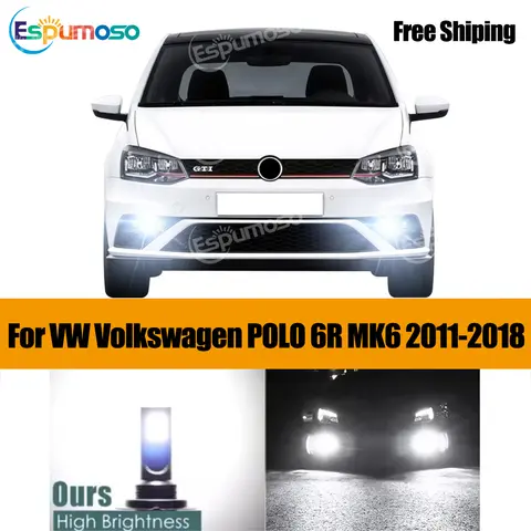 2Pcs LED Car Front Fog Light Lamps Bulb For VW Volkswagen POLO 6R MK6 2011 2012 2013 2014 2015 2016 2017 2018 Auto Parts