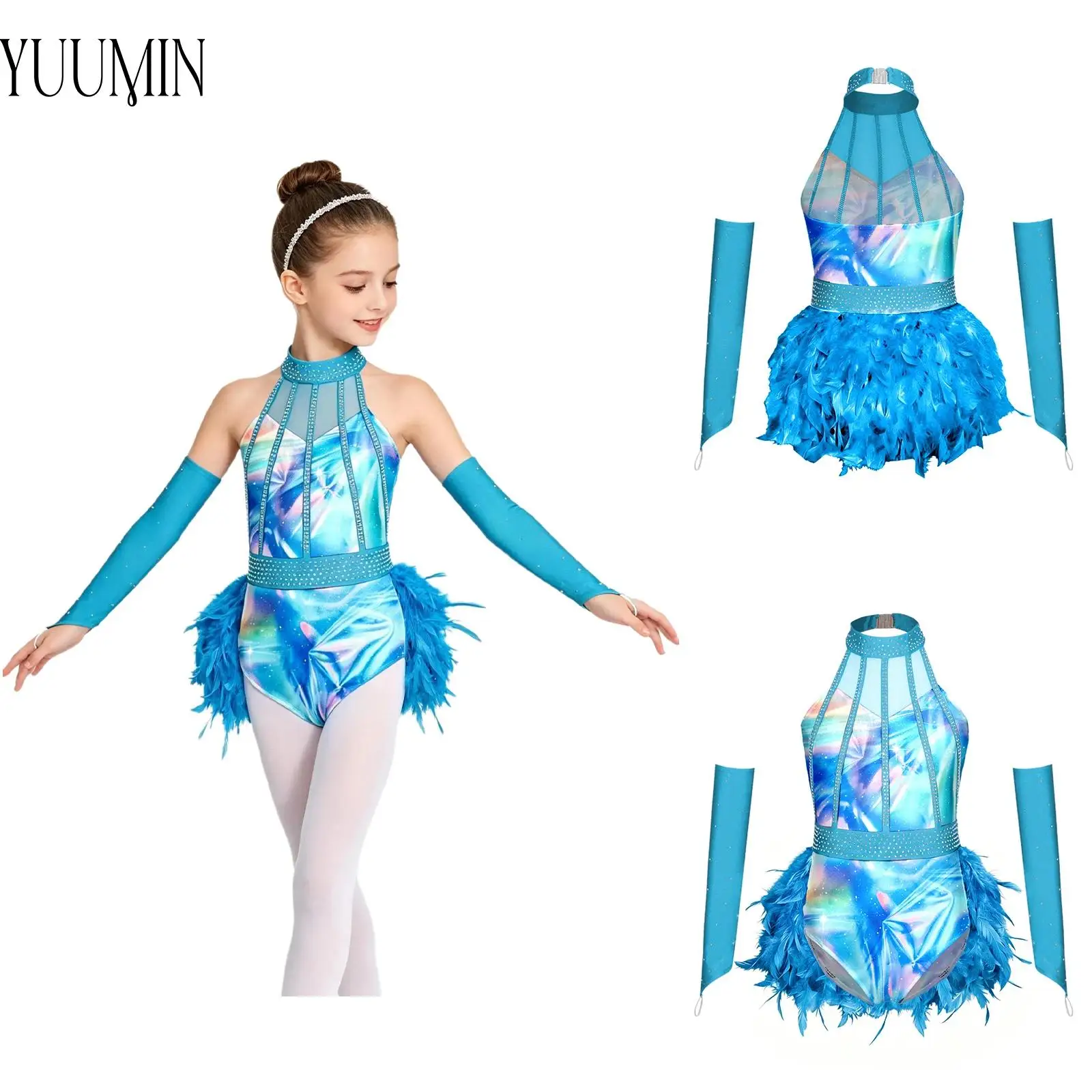 Children Jazz Gymnastics Ballet Dance Costume Halter Neck Rhinestone Bodysuit Oversleeves Sparkly for Stage Performance
Children Jazz Gymnastics Ballet Dance Costume Halter Neck Rhinestone Bodysuit Oversleeves Sparkly for Stage Performance