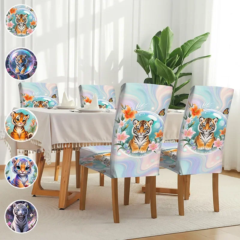 Elastic dining chair cover, removable and washable home decoration products, dream tiger bubble printing pattern
Elastic dining chair cover, removable and washable home decoration products, dream tiger bubble printing pattern