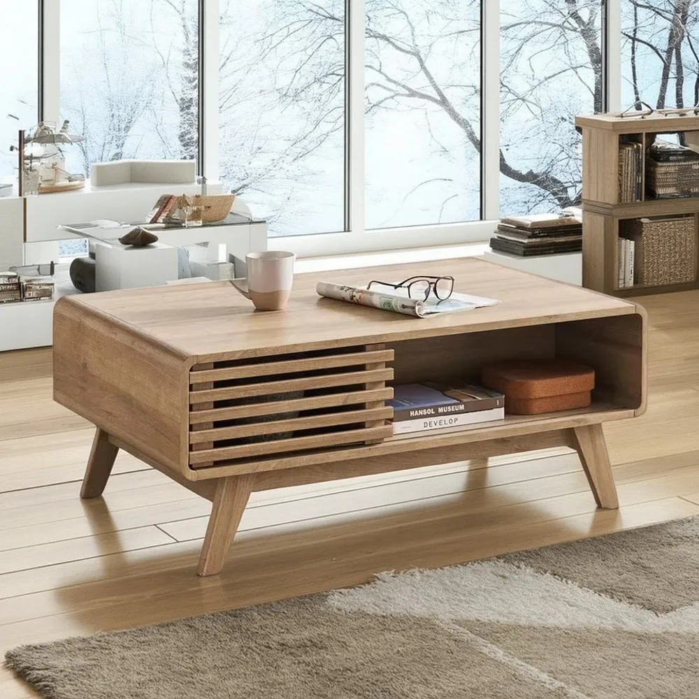 Ensley Coffee Table with Storage, Mid Century Modern, Farmhouse Wood Coffee Table for Living Room Fluted (Oak)
Ensley Coffee Table with Storage, Mid Century Modern, Farmhouse Wood Coffee Table for Living Room Fluted (Oak)