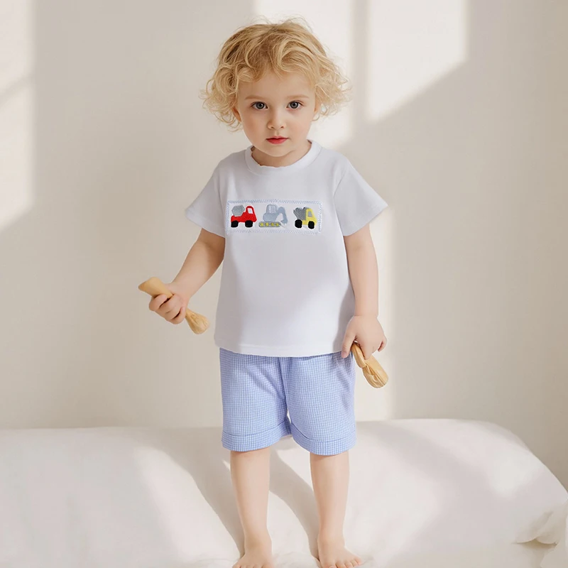 Toddler Boy Girl Shorts Set Truck Embroidery Short Sleeve T-shirt Plaid Elastic Waist Shorts 2Piece Summer Casual Outfit
Toddler Boy Girl Shorts Set Truck Embroidery Short Sleeve T-shirt Plaid Elastic Waist Shorts 2Piece Summer Casual Outfit