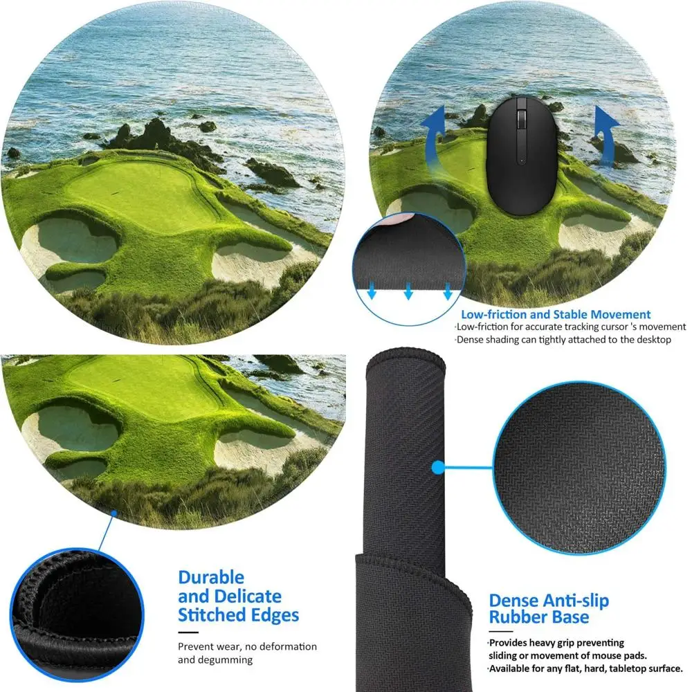 Round Beach Golf Course Print Mouse Pad with Anti-Slip Rubber Base and Stitched Edges for Gaming and Computer Use
Round Beach Golf Course Print Mouse Pad with Anti-Slip Rubber Base and Stitched Edges for Gaming and Computer Use