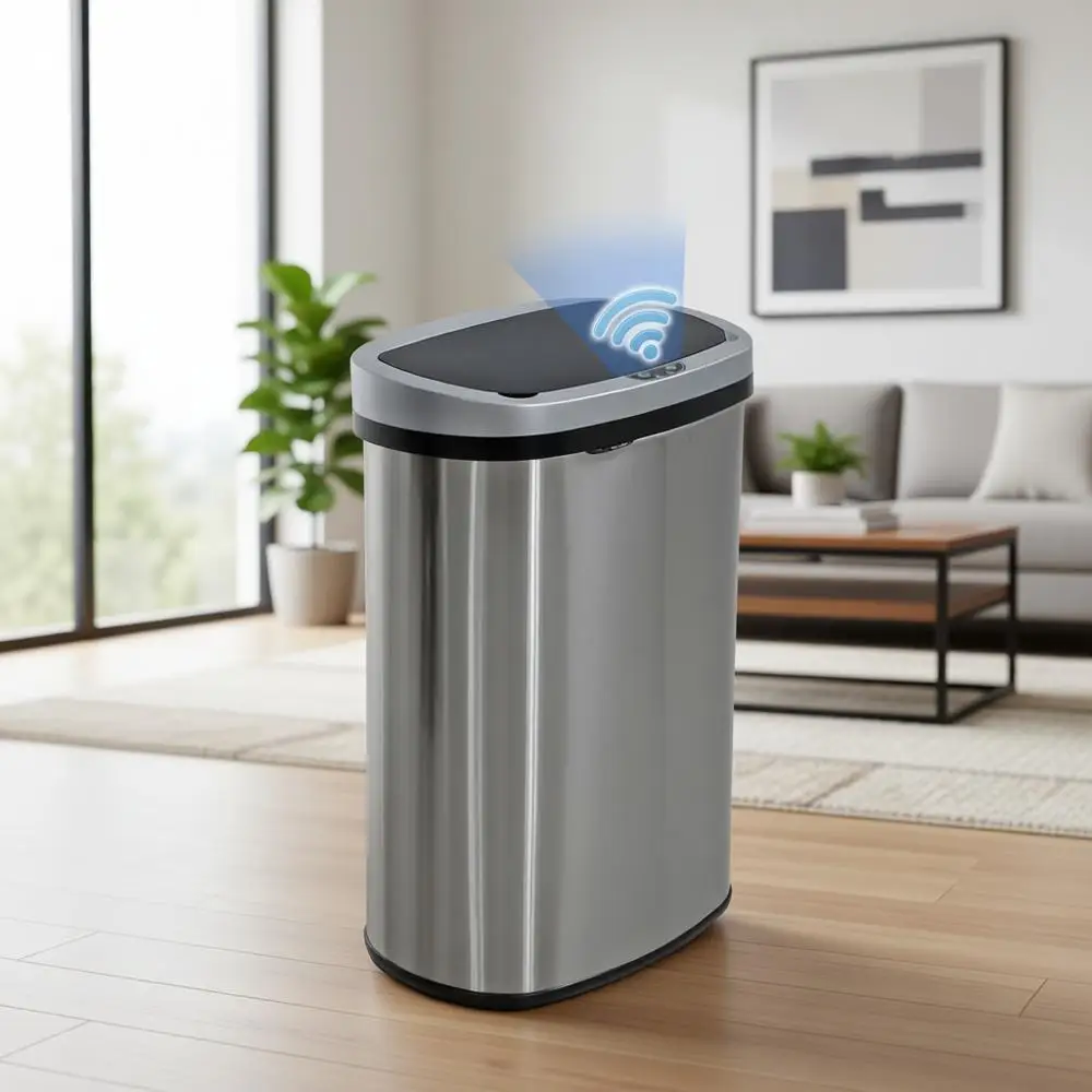 13-Gallon Automatic Touchless Trash Bin with Odor Control and Stainless Steel Design for Kitchen, Bathroom, Office
13-Gallon Automatic Touchless Trash Bin with Odor Control and Stainless Steel Design for Kitchen, Bathroom, Office