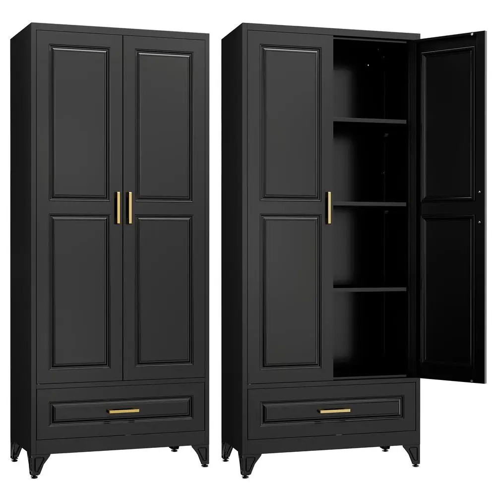 75 Kitchen Pantry Cabinet with Drawer, Metal Storage Cabinets with Doors and 4 Adjustable Shelves,Black Kitchen Cabinet with 2
75 Kitchen Pantry Cabinet with Drawer, Metal Storage Cabinets with Doors and 4 Adjustable Shelves,Black Kitchen Cabinet with 2