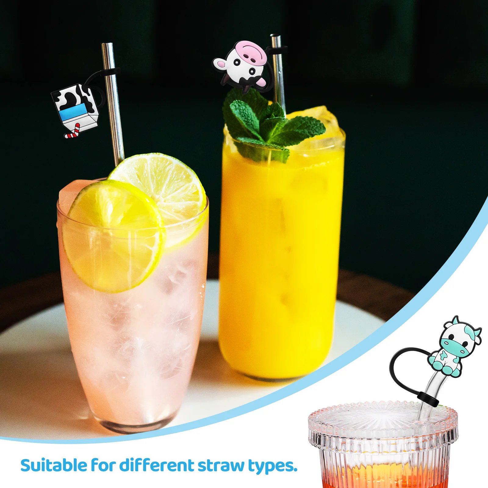 10Pcs Adorable Silicone Straw Toppers Cute Animal Shape Drinking Straw Covers Protection Long-Lasting Caps for Straws
10Pcs Adorable Silicone Straw Toppers Cute Animal Shape Drinking Straw Covers Protection Long-Lasting Caps for Straws