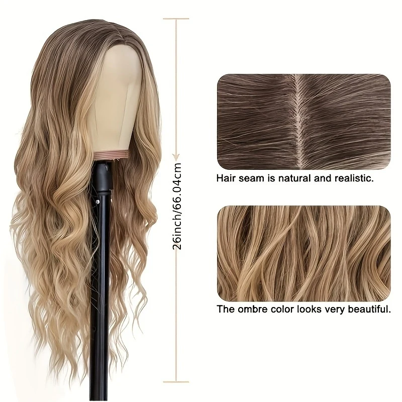 Gradient golden-brown large wavy wig with a middle parting, long curly hair style, suitable for everyday wear, full head cover
Gradient golden-brown large wavy wig with a middle parting, long curly hair style, suitable for everyday wear, full head cover