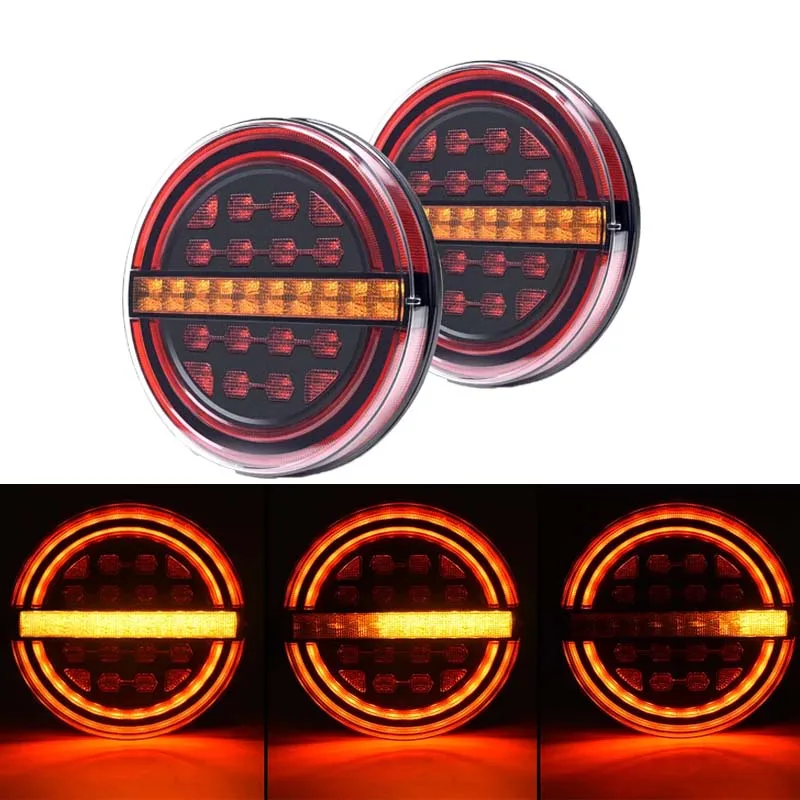 MICTUNING 2Pcs 12V/24V Round LED Trailer Rear Tail Brake Light DRL Flow Turn Signal Lamp For Truck Boat Caravan Lorry Tractor
MICTUNING 2Pcs 12V/24V Round LED Trailer Rear Tail Brake Light DRL Flow Turn Signal Lamp For Truck Boat Caravan Lorry Tractor