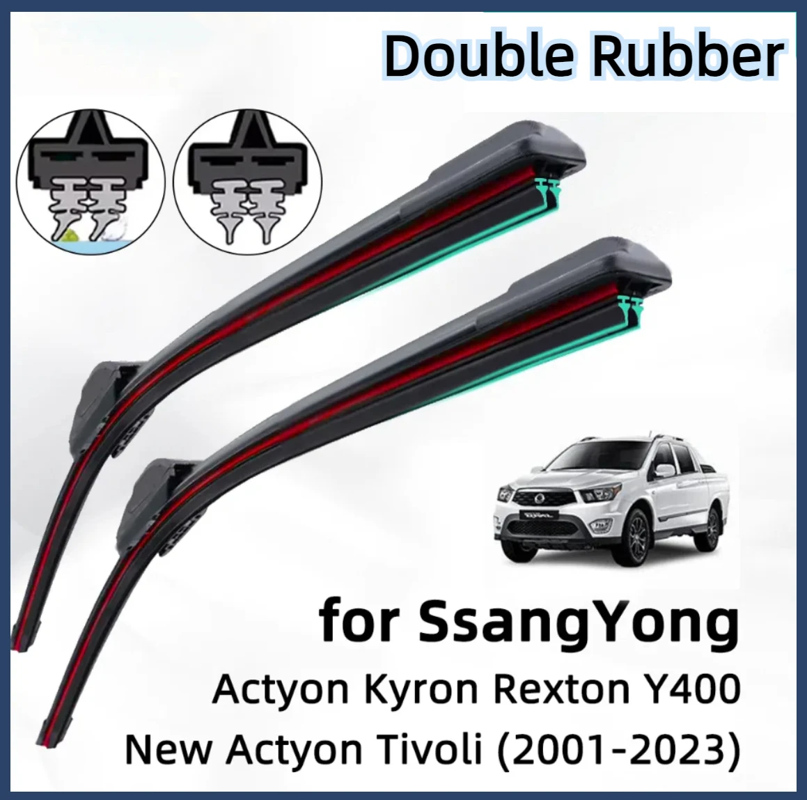 Double Rubber Car Wiper for SsangYong Kyron Rexton Tivoli Front Wiper Blades Brushes Cutter Accessories Windscreen
Double Rubber Car Wiper for SsangYong Kyron Rexton Tivoli Front Wiper Blades Brushes Cutter Accessories Windscreen