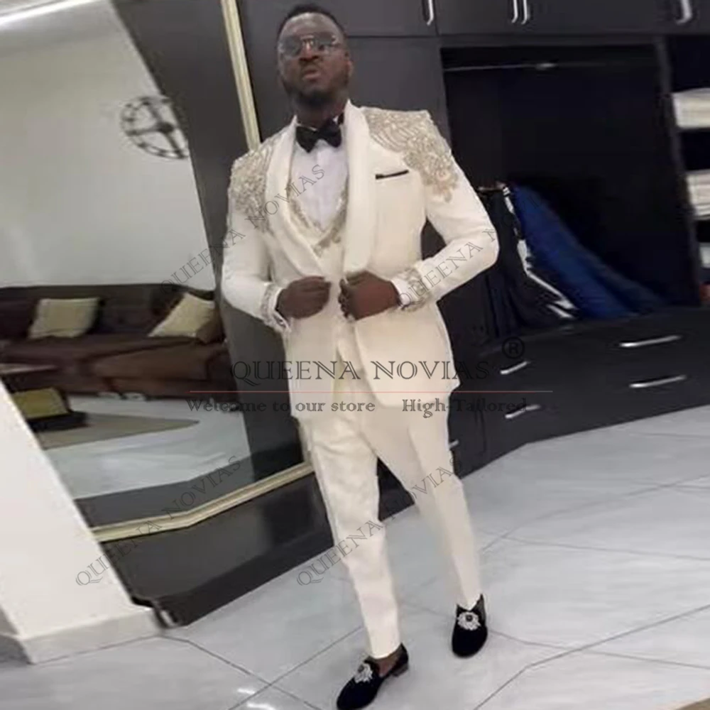 Exclusive Crystals Beaded Men Suits 3 Pieces Sets Male Prom Blazer Customized Groom Slim Fit Man Tuxedos trajes para hombre 2025
Exclusive Crystals Beaded Men Suits 3 Pieces Sets Male Prom Blazer Customized Groom Slim Fit Man Tuxedos trajes para hombre 2025