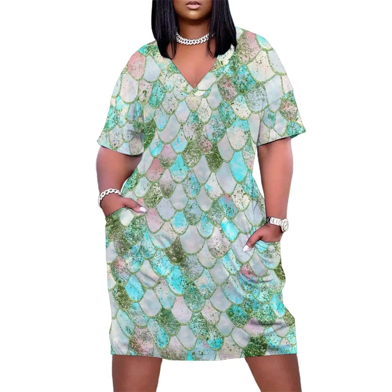 Wonky Watercolor Seafoam Glitter Mermaid Scales Loose Pocket Dress women's luxury party dress Womens dresses
Wonky Watercolor Seafoam Glitter Mermaid Scales Loose Pocket Dress women's luxury party dress Womens dresses