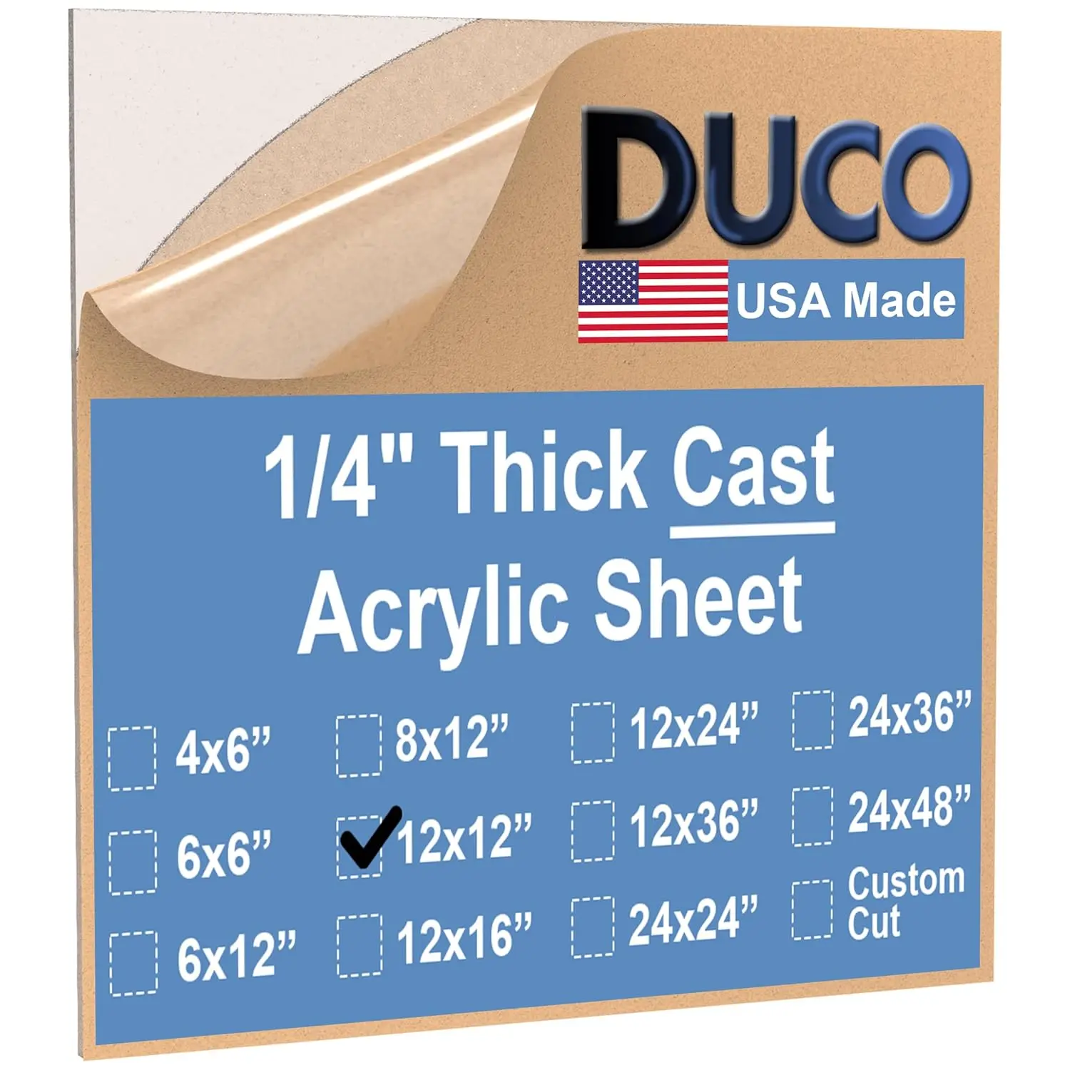 Clear Cast Acrylic Sheets 1/4" (6mm) Thick 12" x 12" - 1 Pack, Shatter Resistant Plexiglass for Window Replacements, Displays
Clear Cast Acrylic Sheets 1/4" (6mm) Thick 12" x 12" - 1 Pack, Shatter Resistant Plexiglass for Window Replacements, Displays