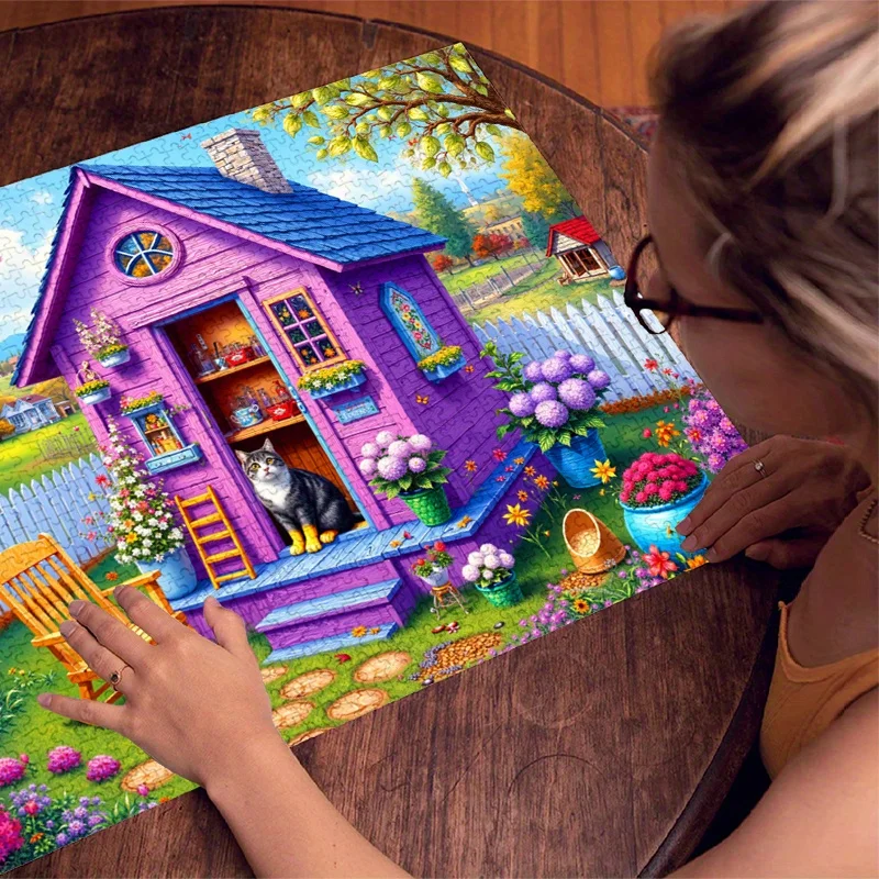 500/1000 шт., бумажный пазл, мечтательный фиолетовый коттедж, кошка и красочный сад, большая игрушка-головоломка, игра для взрослых, подарок, семейный интерактивный компьютер
500/1000 шт., бумажный пазл, мечтательный фиолетовый коттедж, кошка и красочный сад, большая игрушка-головоломка, игра для взрослых, подарок, семейный интерактивный компьютер