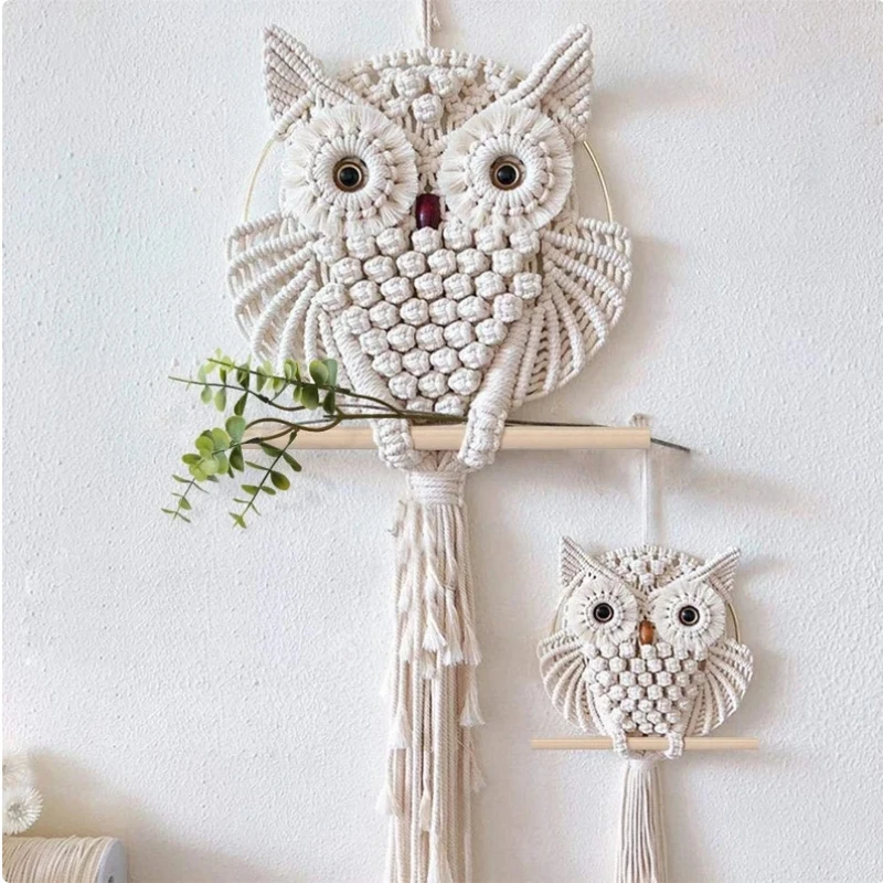 Nordic Style Dream Catcher Cotton Macrame Owl Tapestry Wall Hanging Handmade Woven Tassels Dreamcatcher Boho Home Decor Ornament
Nordic Style Dream Catcher Cotton Macrame Owl Tapestry Wall Hanging Handmade Woven Tassels Dreamcatcher Boho Home Decor Ornament