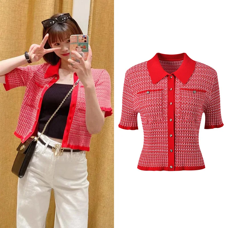 Ele Plaid ort Sve irt Knitted Slim Fit Single Button Cardigan Spring Summer Sle Commute Bright Tead Ice Silk
Ele Plaid ort Sve irt Knitted Slim Fit Single Button Cardigan Spring Summer Sle Commute Bright Tead Ice Silk
