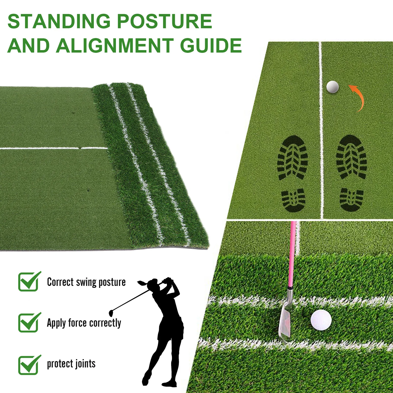 Golf Putting Training Mat Dual Turf Golf Hitting Mat 11mm Short and 40mm Rough Grass 1.2x1.5m for Beginners and Advanced Players
Golf Putting Training Mat Dual Turf Golf Hitting Mat 11mm Short and 40mm Rough Grass 1.2x1.5m for Beginners and Advanced Players
