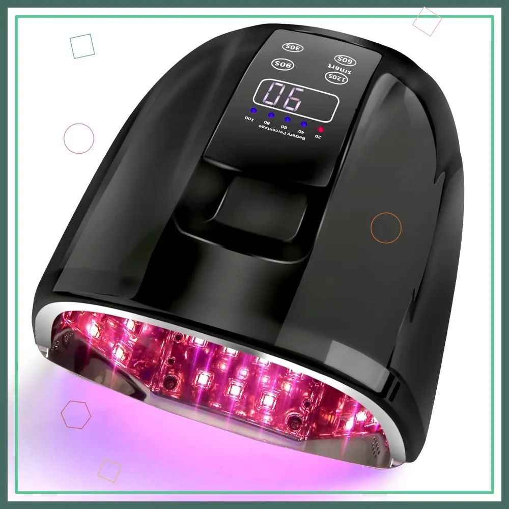 90W Wireless UV LED Nail Lamp, 45 Beads, 4 Timer Settings, LCD Display Rechargeable Curing Light
90W Wireless UV LED Nail Lamp, 45 Beads, 4 Timer Settings, LCD Display Rechargeable Curing Light