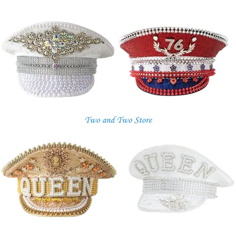 HX6F Glinting Captain Hat Rhinestones Cool Sequins For Women Florid Costume Decorative Crystal Party Outfits
HX6F Glinting Captain Hat Rhinestones Cool Sequins For Women Florid Costume Decorative Crystal Party Outfits