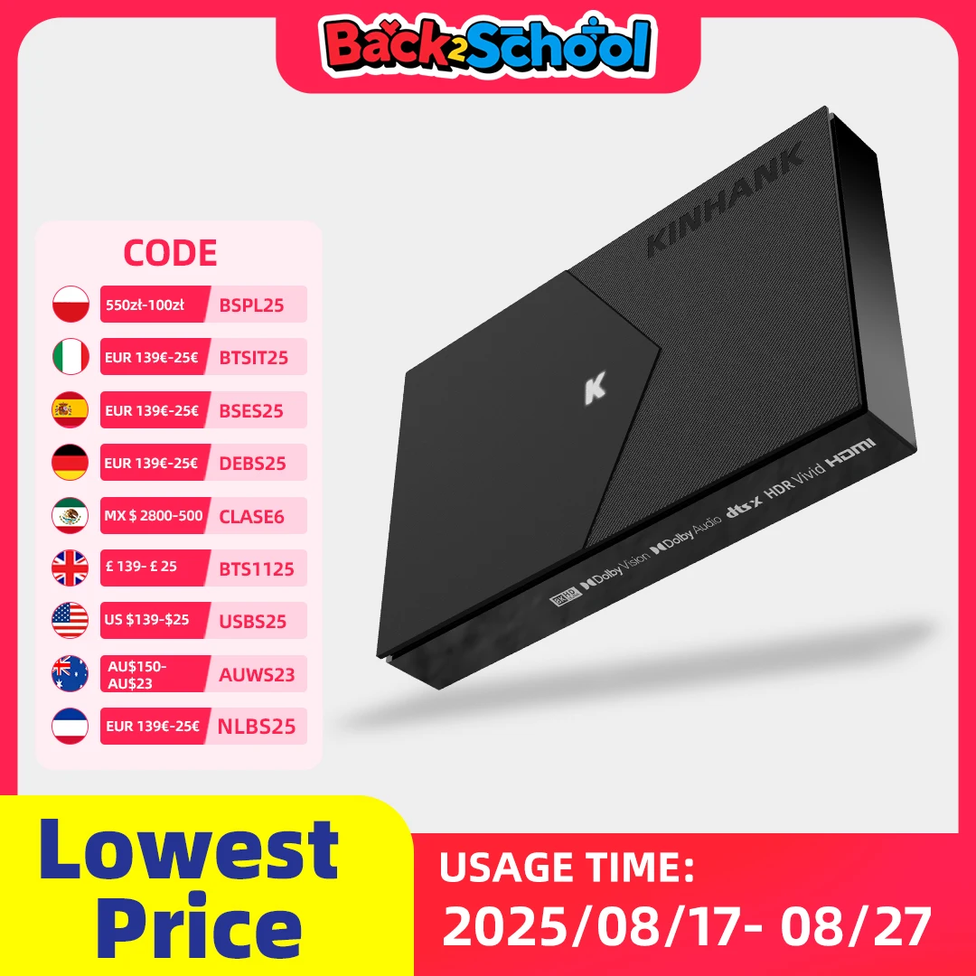 KINHANK K9 Android TV Box 8K ISO BDMV Amlogic S928X-K 4GB 64GB Dolby Vision Atmos HDR10+ Set Top Box Wifi6 with Montage Player 
KINHANK K9 Android TV Box 8K ISO BDMV Amlogic S928X-K 4GB 64GB Dolby Vision Atmos HDR10+ Set Top Box Wifi6 with Montage Player