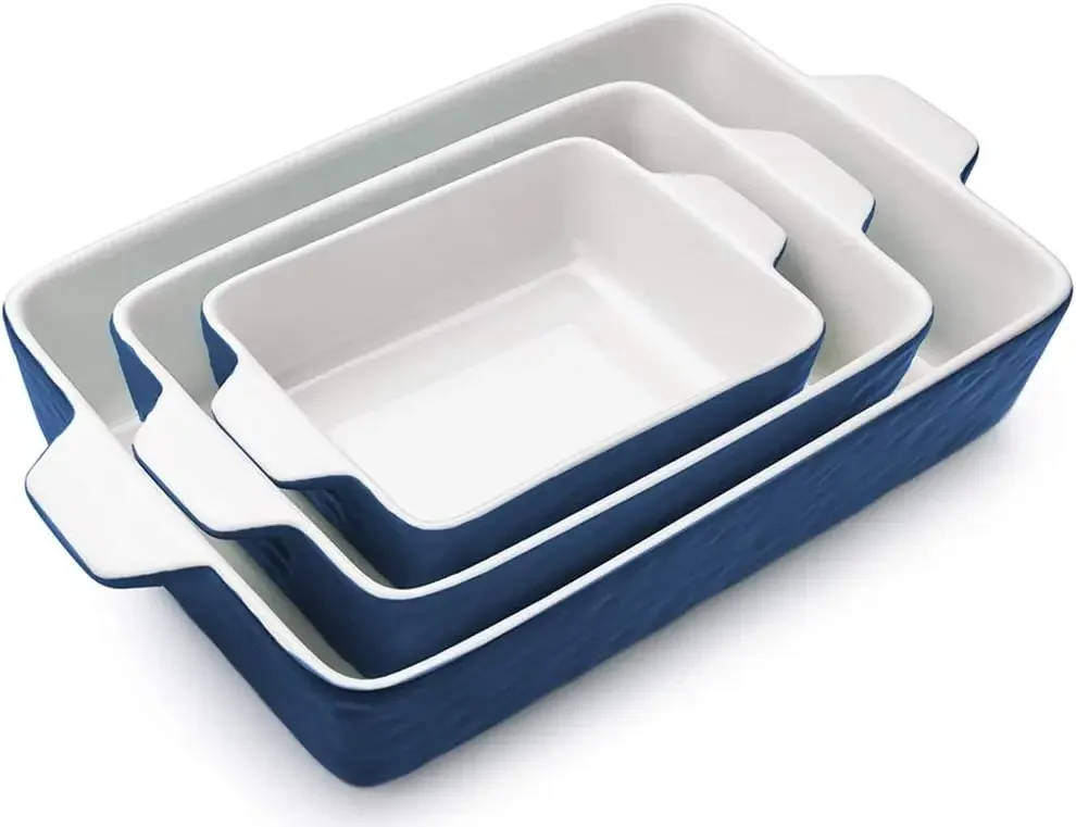 Ceramic Baking Dishes Set of 3, Oven Safe Lasagna Pan with Handles, Porcelain Bakeware for Cooking, Gift, Dark Blue
Ceramic Baking Dishes Set of 3, Oven Safe Lasagna Pan with Handles, Porcelain Bakeware for Cooking, Gift, Dark Blue