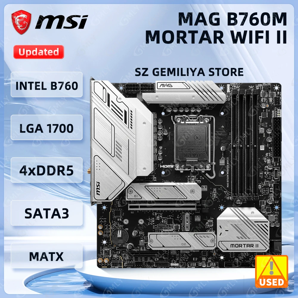 MSI MAG MAG B760M MORTAR WIFI II Motherboard LGA1700 Intel B760 DDR5 support 14900F 14100F 13790F 13600 12700K 12400F
MSI MAG MAG B760M MORTAR WIFI II Motherboard LGA1700 Intel B760 DDR5 support 14900F 14100F 13790F 13600 12700K 12400F