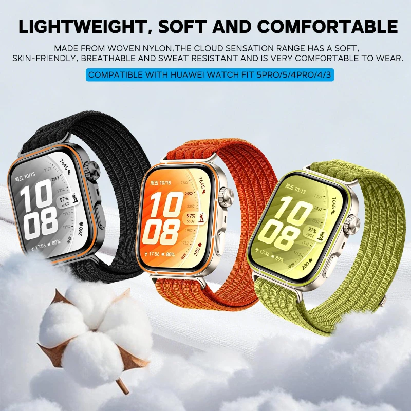 3pcs Original 1:1 Band For Huawei Watch Fit 5 4 3 Strap Breathable Sport Nylon loop Bracelet Correa Huawei Watch fit4/5 Pro belt
3pcs Original 1:1 Band For Huawei Watch Fit 5 4 3 Strap Breathable Sport Nylon loop Bracelet Correa Huawei Watch fit4/5 Pro belt