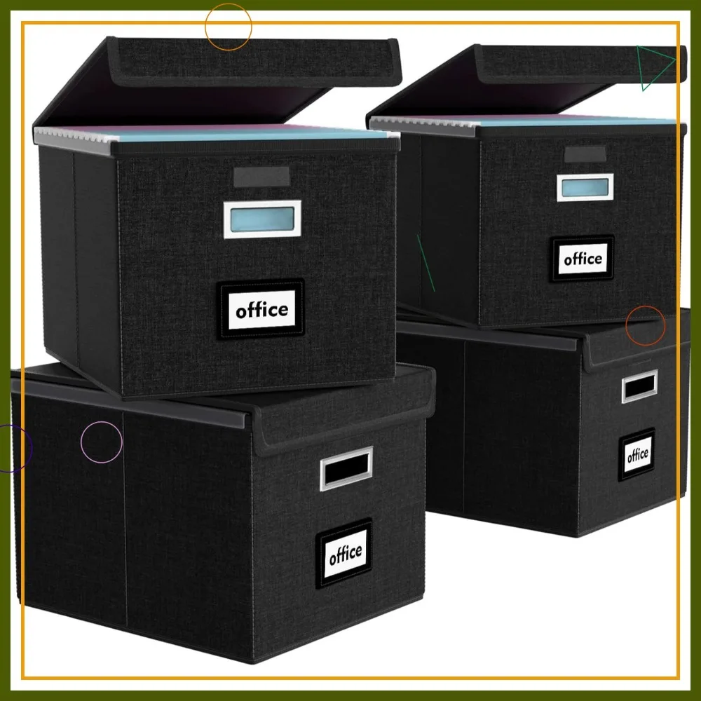 Collapsible Linen Hanging File Organizer Set of 4, Portable Filing Storage Boxes with Plastic Slide for Home/Office, Black
Collapsible Linen Hanging File Organizer Set of 4, Portable Filing Storage Boxes with Plastic Slide for Home/Office, Black