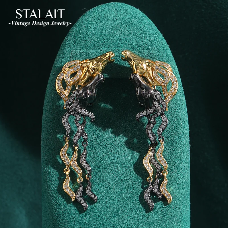 Vintage Black Gold Color Drop Earrings Trend 2025 Horse Head Rhinestone Accessories For Woman Luxury Brands Jewelry New
Vintage Black Gold Color Drop Earrings Trend 2025 Horse Head Rhinestone Accessories For Woman Luxury Brands Jewelry New