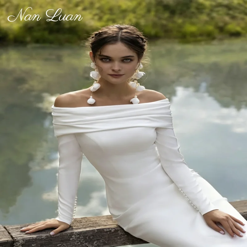 2026 Off Shoulder Satin Sheath Wedding Dress Long Sleeve No Train Bridal Gown Vestidos de Novia Customized
2026 Off Shoulder Satin Sheath Wedding Dress Long Sleeve No Train Bridal Gown Vestidos de Novia Customized