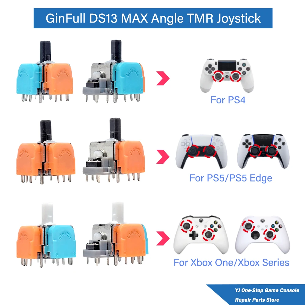2/10pcs Game Console Replacement Part GinFull DS13 MAX Angle TMR Joystick for PS4/PS5/Xbox 2nd Gen Upgraded 3D Analog Thumbstick
2/10pcs Game Console Replacement Part GinFull DS13 MAX Angle TMR Joystick for PS4/PS5/Xbox 2nd Gen Upgraded 3D Analog Thumbstick