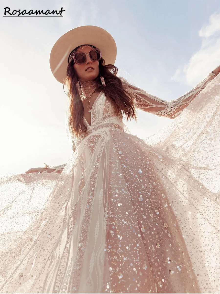 Bohemian V-Neck Wedding Dresses For Bride Spaghetti Straps A-Line Bridal Gowns Sexy Sleeveless Zipper Up Vestido De Noiva
Bohemian V-Neck Wedding Dresses For Bride Spaghetti Straps A-Line Bridal Gowns Sexy Sleeveless Zipper Up Vestido De Noiva