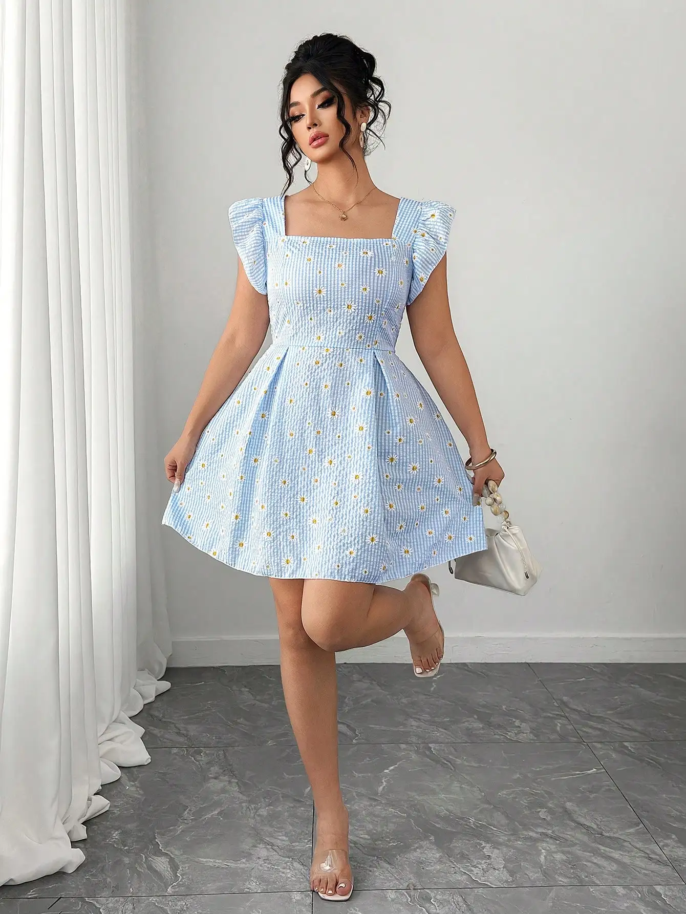 Women Summer Daisy Floral Square Neck Puff Sleeve A-Line Mini Dress
Women Summer Daisy Floral Square Neck Puff Sleeve A-Line Mini Dress