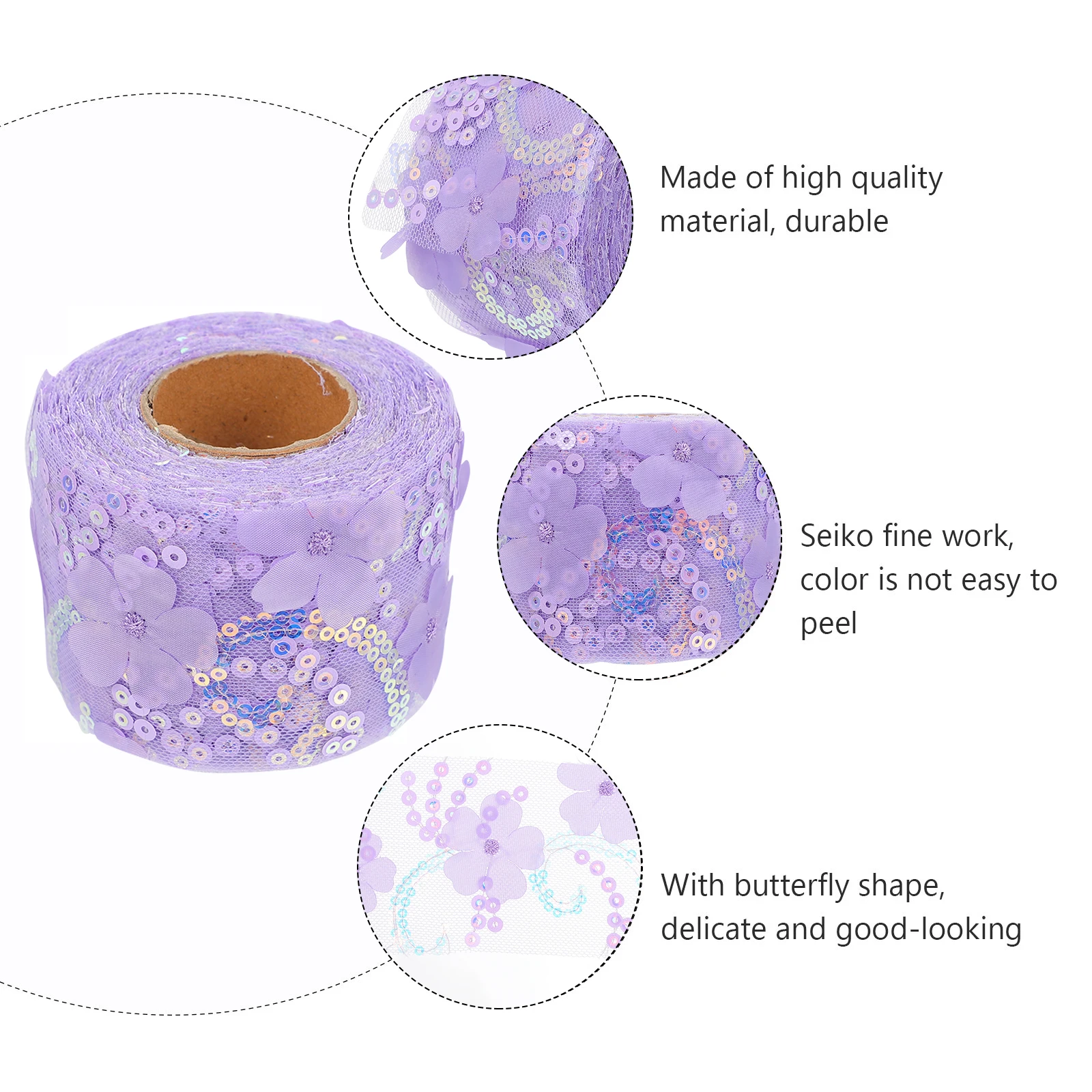 Tear Resistance Floral Ribbon Embroidered Sequin Webbing Ribbon Sequin Webbing Hair Clip Making Material
Tear Resistance Floral Ribbon Embroidered Sequin Webbing Ribbon Sequin Webbing Hair Clip Making Material