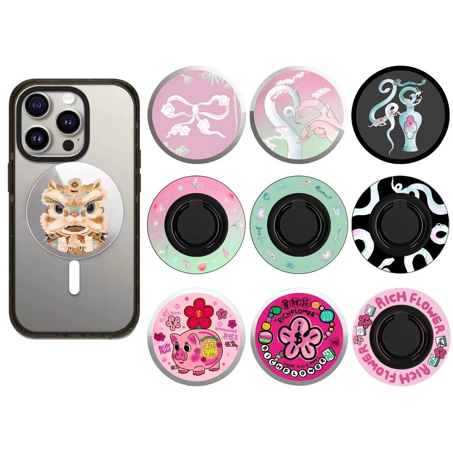 Rich Flower Magnetic Folding Black Phone Stand for IPhone 12 13 14 15 16 Pro Max Holder Mount Support for S25 Ultra
Rich Flower Magnetic Folding Black Phone Stand for IPhone 12 13 14 15 16 Pro Max Holder Mount Support for S25 Ultra
