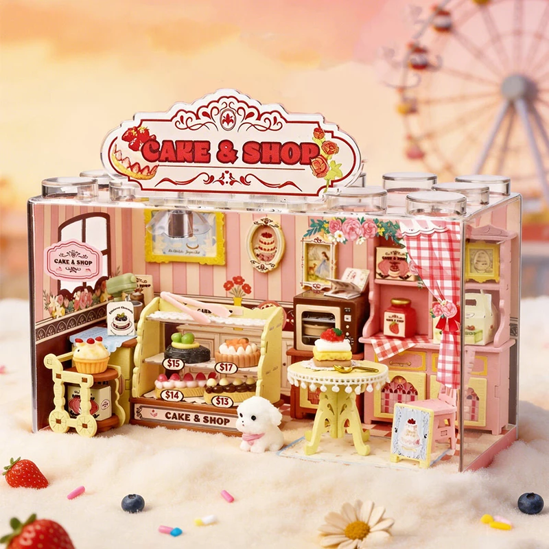 DIY Plastic Miniature House Kit Cake Shop with Accessories Model Kits Bricks Building 3D Puzzle for Adults Birthday Gifts
DIY Plastic Miniature House Kit Cake Shop with Accessories Model Kits Bricks Building 3D Puzzle for Adults Birthday Gifts