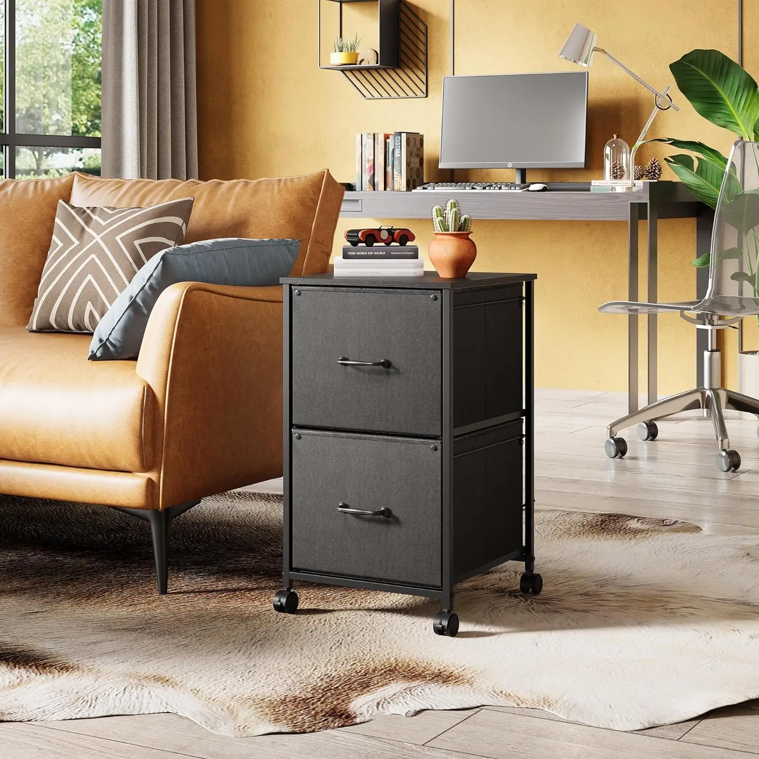Drawer Mobile File Cabinet, Rolling Printer Stand, Fabric Vertical Filing Cabinet fits A4 or Letter Size for Home Office, Black
Drawer Mobile File Cabinet, Rolling Printer Stand, Fabric Vertical Filing Cabinet fits A4 or Letter Size for Home Office, Black