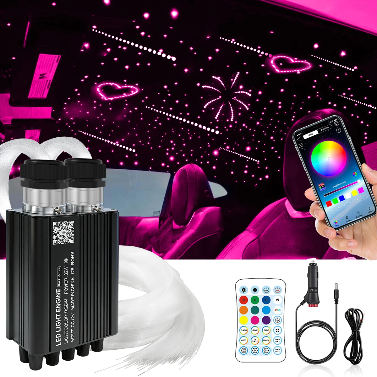 Twinkle & Meteor Starlight Headliner Kit for Car Strands for Ambient Interior Decor 32W RGBW Fiber Optic Star Light Engine
Twinkle & Meteor Starlight Headliner Kit for Car Strands for Ambient Interior Decor 32W RGBW Fiber Optic Star Light Engine