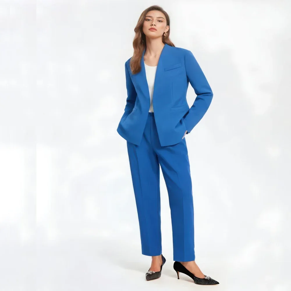 Синий Розовый Зеленый Фиолетовый Четырехцветный костюм с V-образным вырезом и пуговицами с длинными рукавами и поясом, длинные брюки, женский однотонный костюм, комплект 
Синий Розовый Зеленый Фиолетовый Четырехцветный костюм с V-образным вырезом и пуговицами с длинными рукавами и поясом, длинные брюки, женский однотонный костюм, комплект