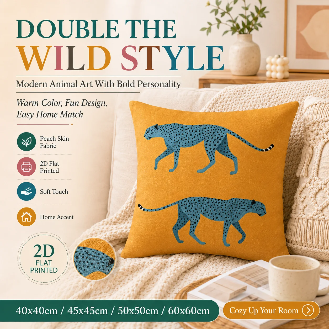 Colorful Leopard Pillowcase 2D Flat Printed Peach Skin Cushion Wild Cat For Home Office Sofa Decor Decorative Throw Pillow Case
Colorful Leopard Pillowcase 2D Flat Printed Peach Skin Cushion Wild Cat For Home Office Sofa Decor Decorative Throw Pillow Case