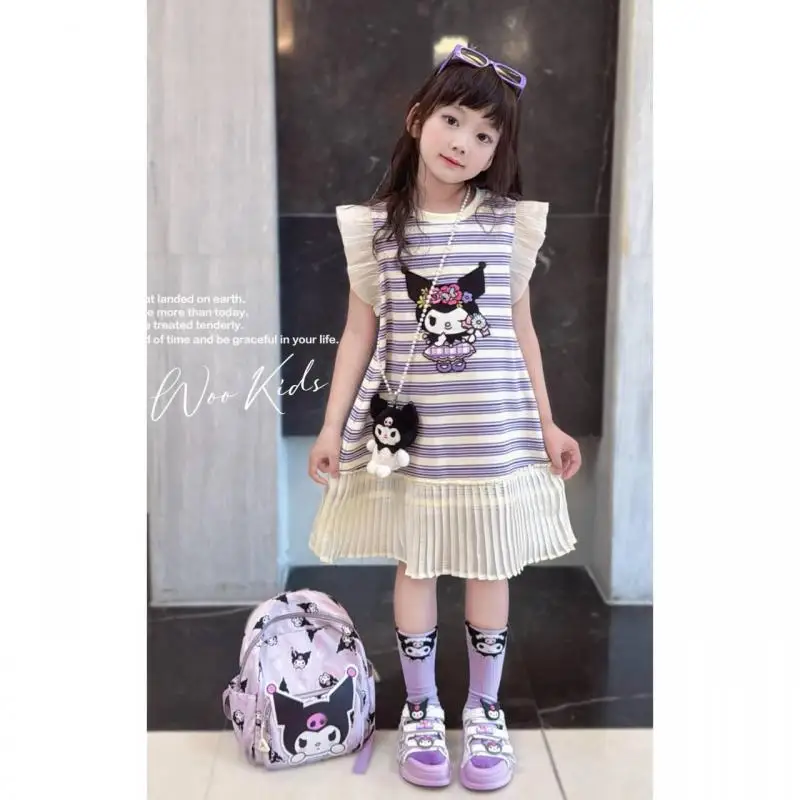 Sanrios Kuromi, летнее новое стильное платье в полоску без рукавов для девочек, модное удобное дышащее платье с героями мультфильмов Kawaii
Sanrios Kuromi, летнее новое стильное платье в полоску без рукавов для девочек, модное удобное дышащее платье с героями мультфильмов Kawaii