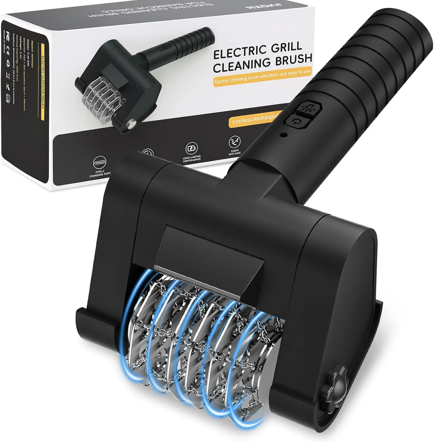 Electric Grill Brush 450 RPM BBQ Cleaning Tool with LED Light Type-C Rechargeable
Electric Grill Brush 450 RPM BBQ Cleaning Tool with LED Light Type-C Rechargeable
