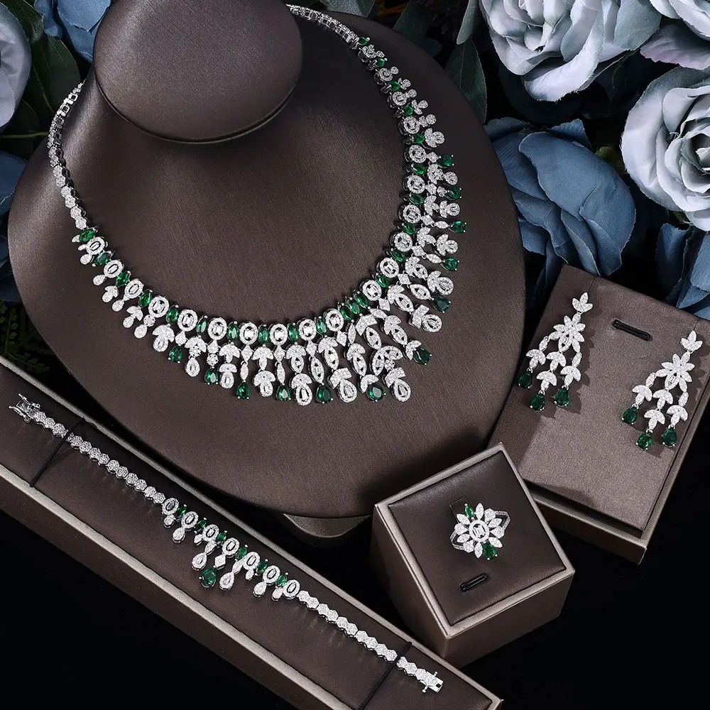 2023 New 4-piece Nigerian Bride Zirconia Women's Party Luxury Dubai Necklace Bracelet Earrings CZ Crystal Wedding Jewelry Set
2023 New 4-piece Nigerian Bride Zirconia Women's Party Luxury Dubai Necklace Bracelet Earrings CZ Crystal Wedding Jewelry Set