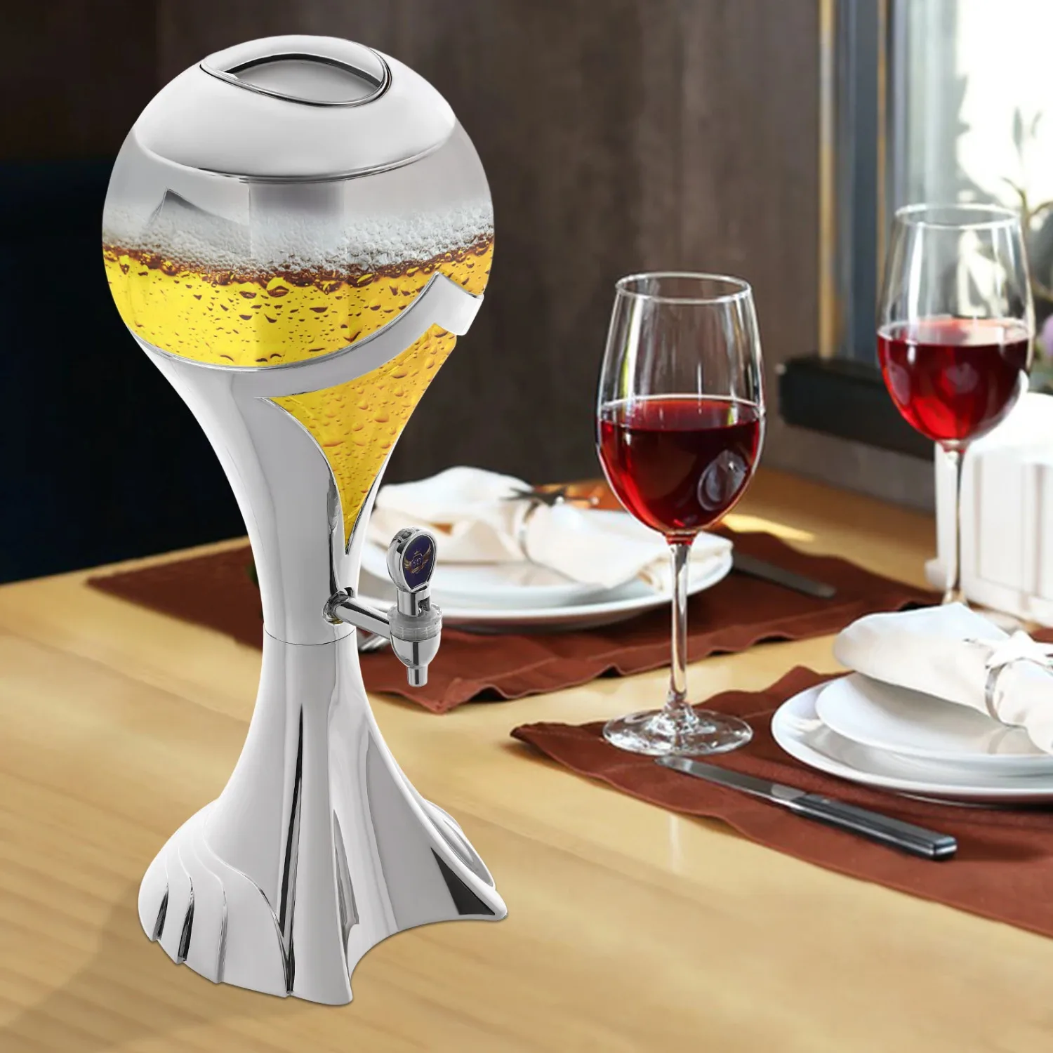 Beer Dispenser, 3L /101.5Oz Wine Dispenser with Colorful LED Lights, Portable Sphere Bottle with Faucet, Iced Drink Dispensers
Beer Dispenser, 3L /101.5Oz Wine Dispenser with Colorful LED Lights, Portable Sphere Bottle with Faucet, Iced Drink Dispensers