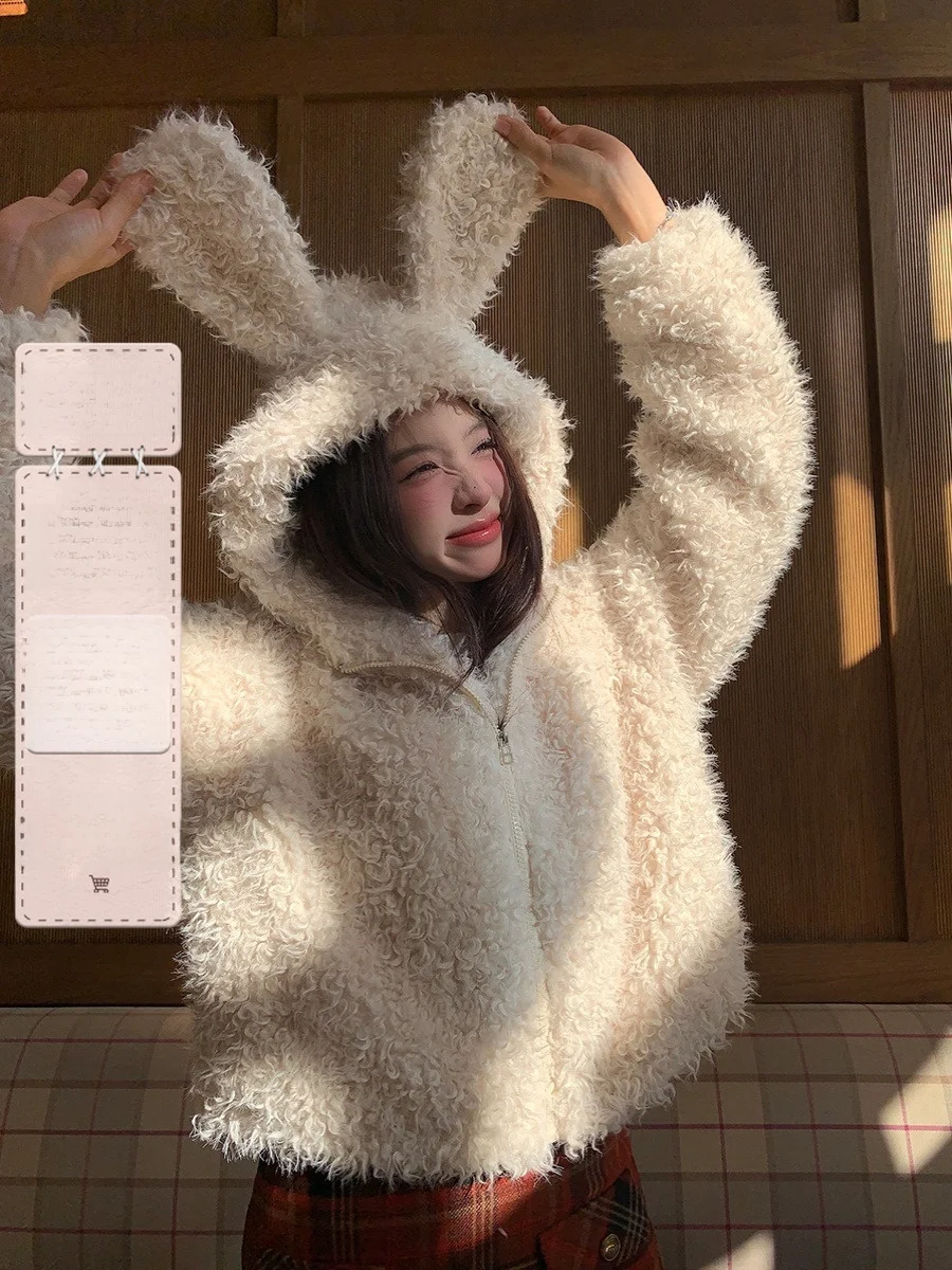 Женская меховая куртка Sinbounboun Sweet Sle с капюшоном, новинка осени-зимы, с капюшоном в виде кроличьих ушей, для девочек
Женская меховая куртка Sinbounboun Sweet Sle с капюшоном, новинка осени-зимы, с капюшоном в виде кроличьих ушей, для девочек