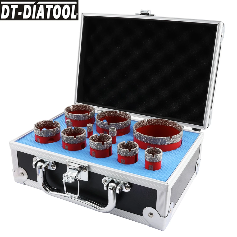 DT-DIATOOL Diamond Drill Bits Kit Triangle Shank Hole Saw for Marble Granite Porcelain Tile 11pcs set Hole Saw Drill Core Bit
DT-DIATOOL Diamond Drill Bits Kit Triangle Shank Hole Saw for Marble Granite Porcelain Tile 11pcs set Hole Saw Drill Core Bit