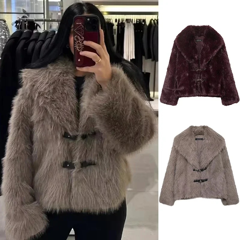 2025 Women Long Sleeve Button Laple Jacket High Street Short Coat Lady Fall Winter Solid Color Coats Women Fur Jacket
2025 Women Long Sleeve Button Laple Jacket High Street Short Coat Lady Fall Winter Solid Color Coats Women Fur Jacket