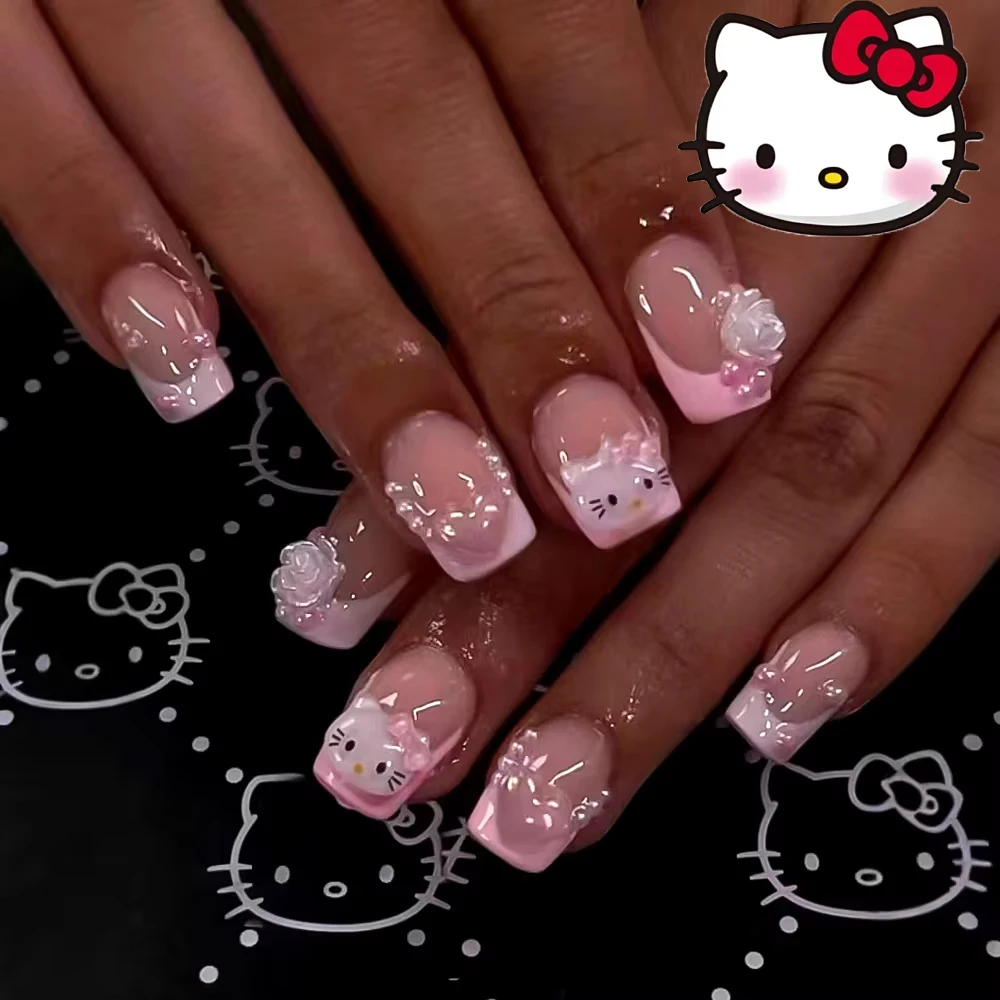 24 шт. Квадратные короткие ногти Hello Kitty French Press On Nails Tips Cute Pearl Flower KT Cat Head Design Fake Nails Full Cover Накладные ногти
24 шт. Квадратные короткие ногти Hello Kitty French Press On Nails Tips Cute Pearl Flower KT Cat Head Design Fake Nails Full Cover Накладные ногти